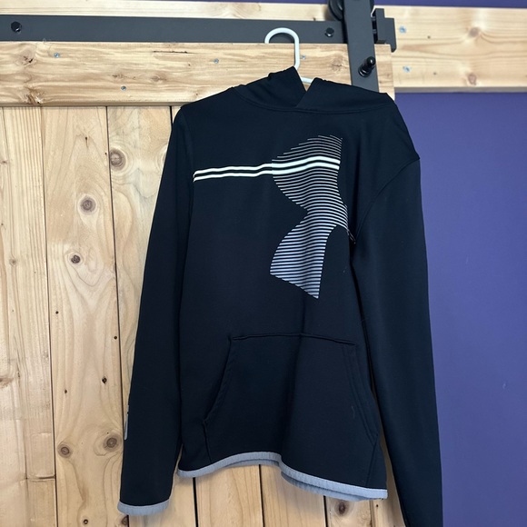 Under Armour Youth Hooded Sweatshirt Black and Gray Medium - Picture 3 of 3